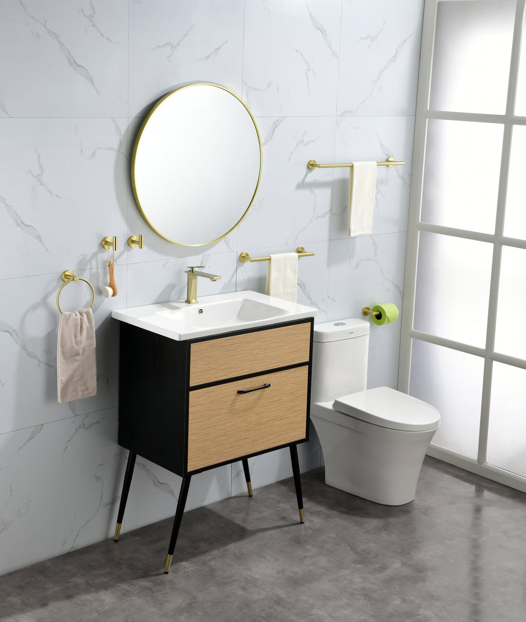 Halden 6 Piece Bath Hardware Set, Brushed Gold