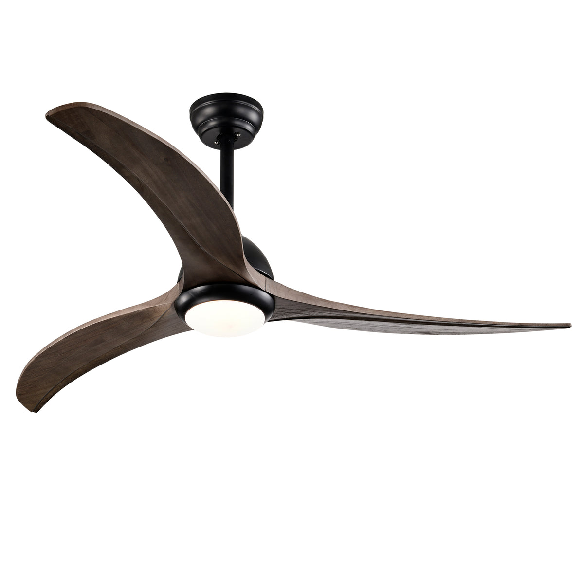 Meadow 52 inch Three Blade Wood Ceiling Fan with Light, Matte Black