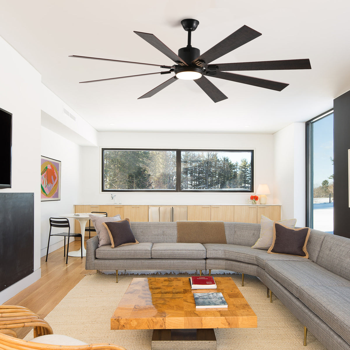 Hartley 72 inch Walnut Ceiling Fan with Light