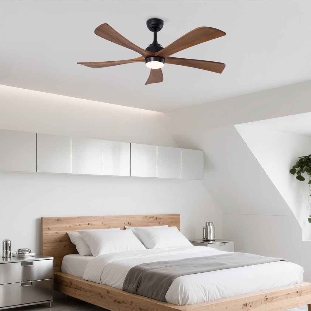 Sycamore 52 inch Five Blade Wood Ceiling Fan with Light, Matte Black