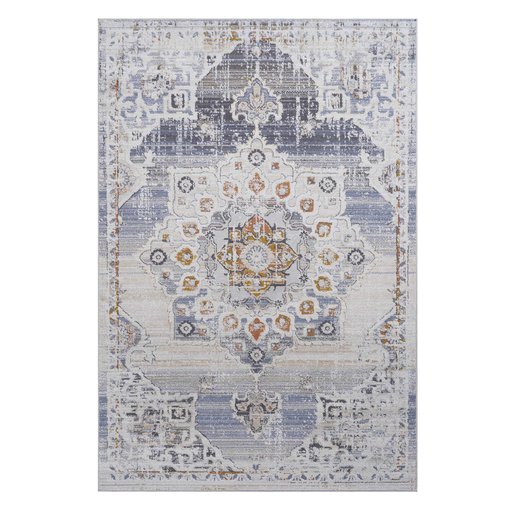 Anatolia Medallion Area Rug, Cream, Blue and Gold