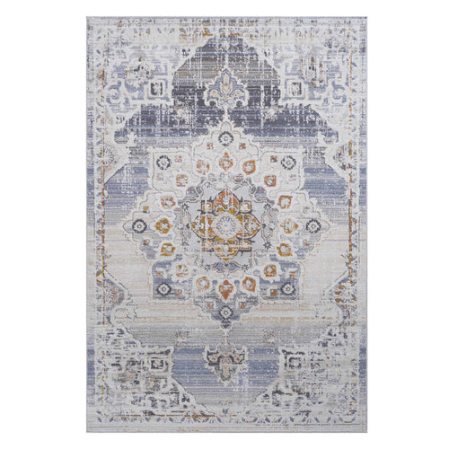 Anatolia Medallion Area Rug, Cream, Blue and Gold