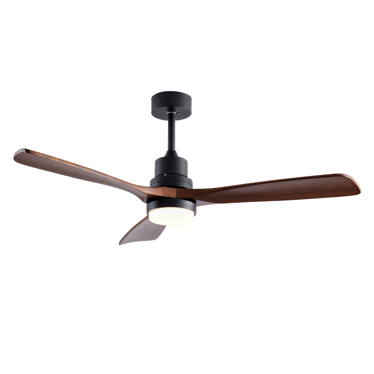 Veranda 52 inch Wood Blade Ceiling Fan with Light, Black and Walnut