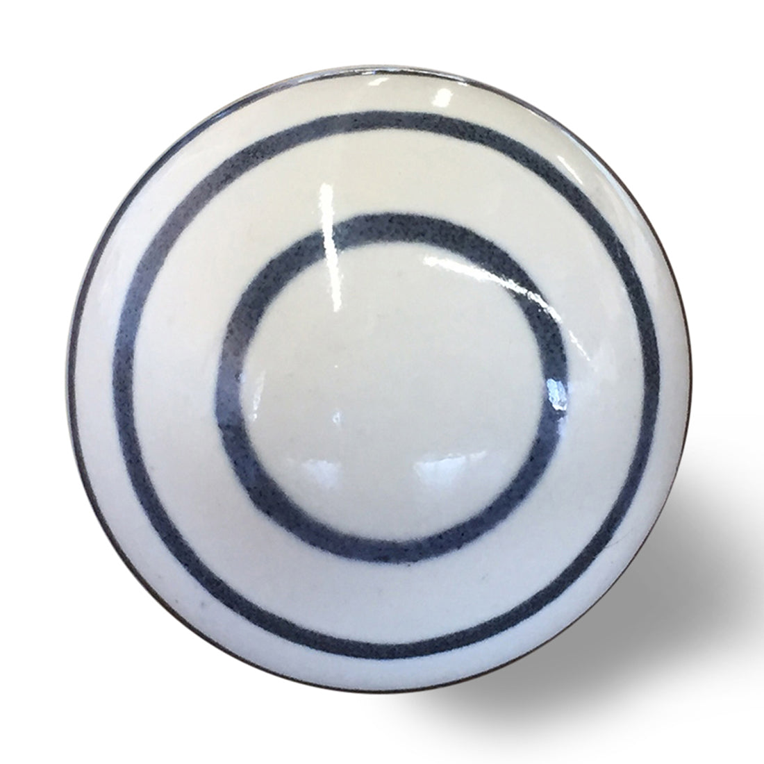 Banded Ceramic Cabinet Knobs, White & Black (Set of 12)