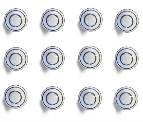 Banded Ceramic Cabinet Knobs, White & Black (Set of 12)