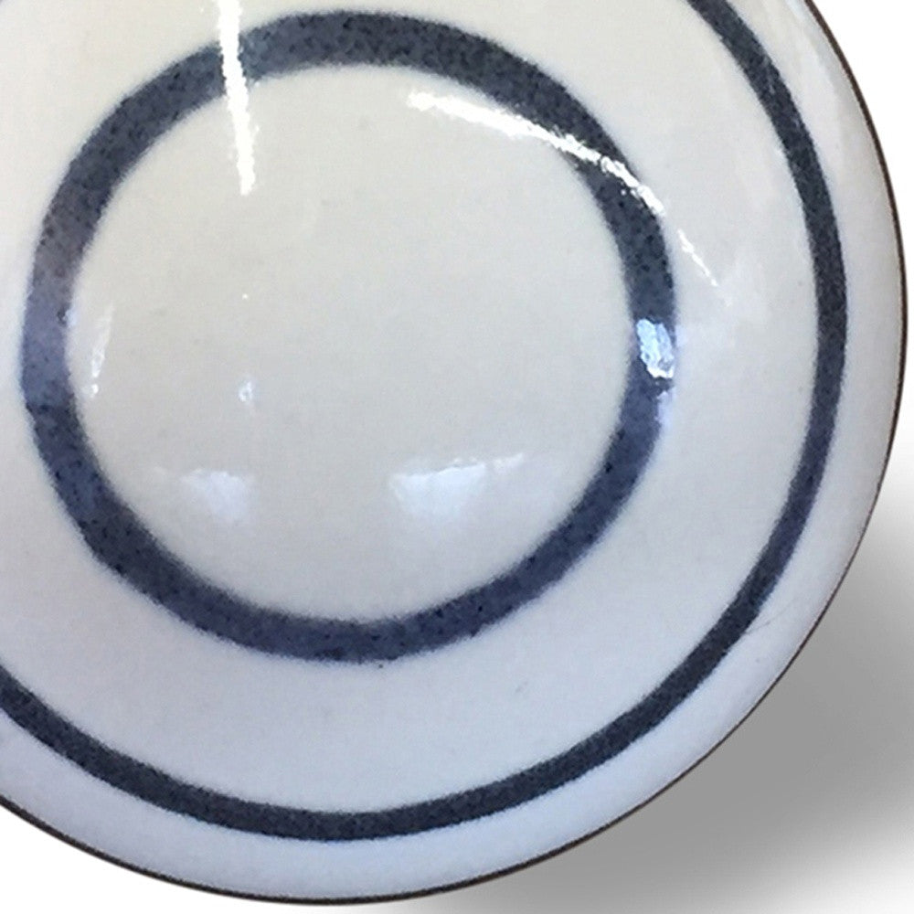 Banded Ceramic Cabinet Knobs, White & Black (Set of 12)