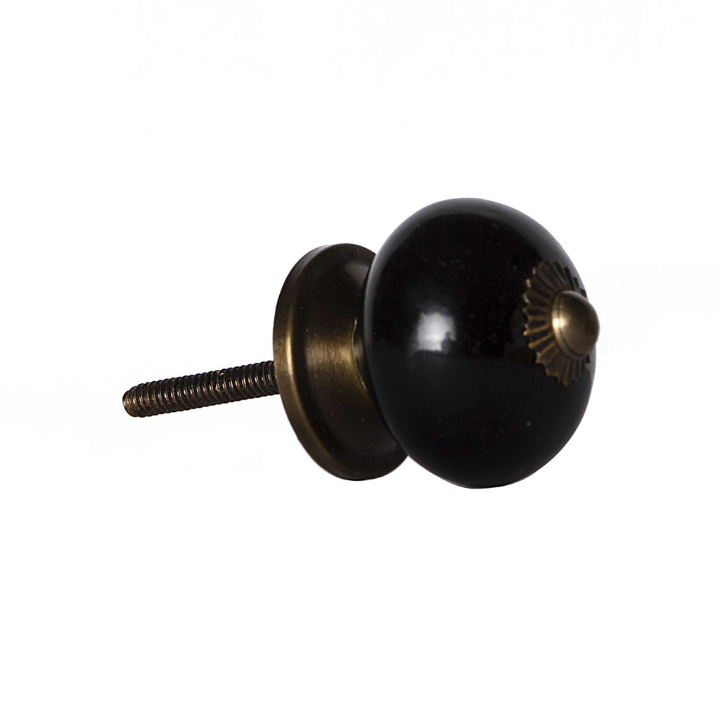 Gilded Ceramic Cabinet Knobs, Black & Gold (Set of 12)