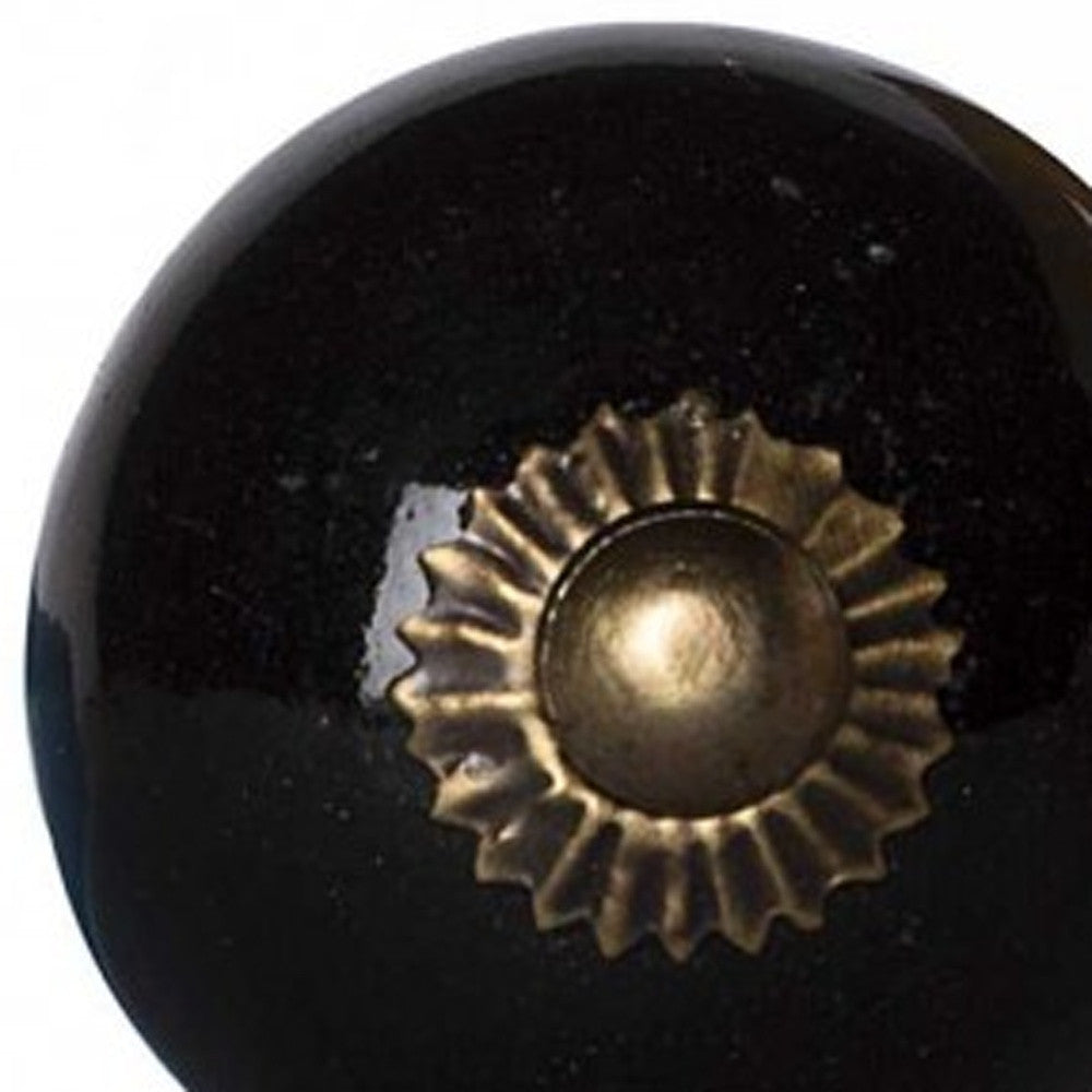 Gilded Ceramic Cabinet Knobs, Black & Gold (Set of 12)