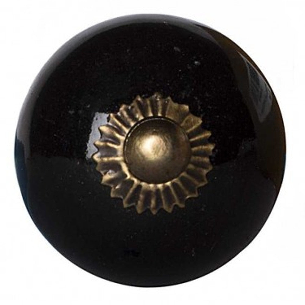 Gilded Ceramic Cabinet Knobs, Black & Gold (Set of 12)