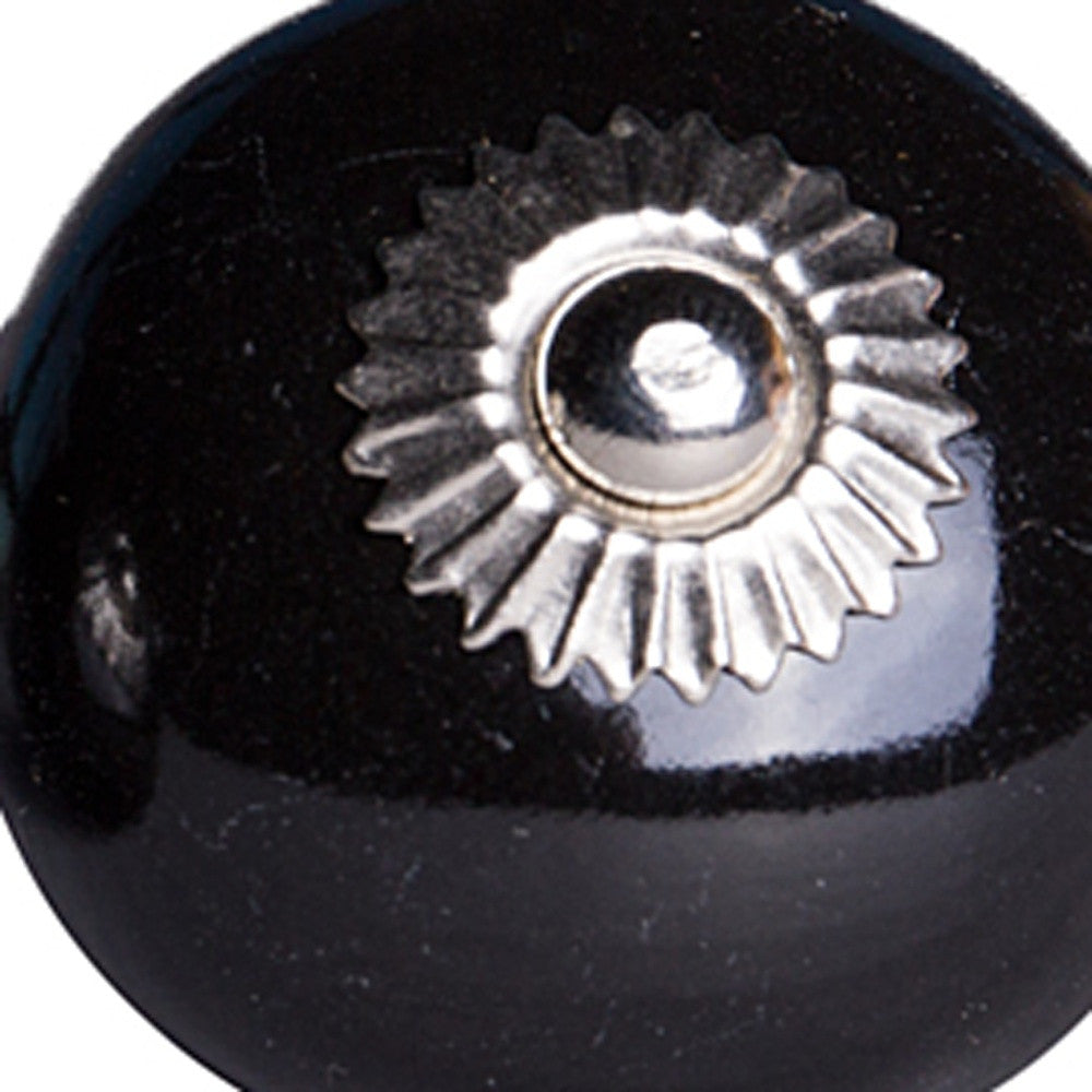 Classic Ceramic Cabinet Knobs, Black & Silver (Set of 8)