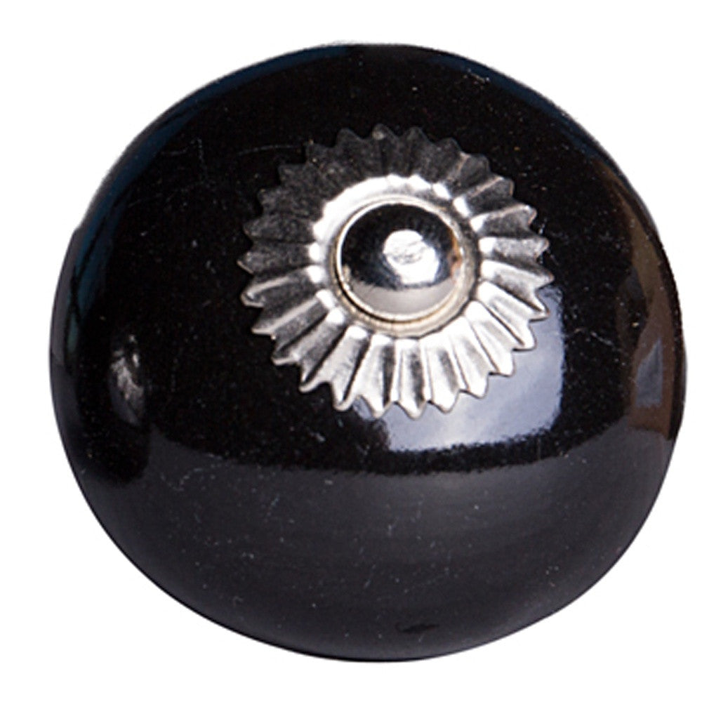 Classic Ceramic Cabinet Knobs, Black & Silver (Set of 8)