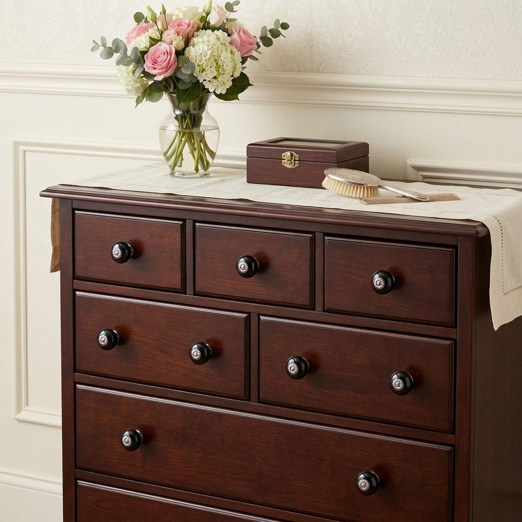 Classic Ceramic Cabinet Knobs, Black & Silver (Set of 8)