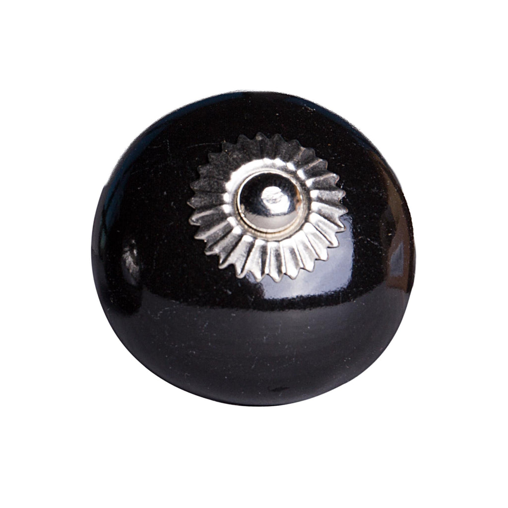 Onyx Ceramic Cabinet Knobs, Black & Silver Center (Set of 12)