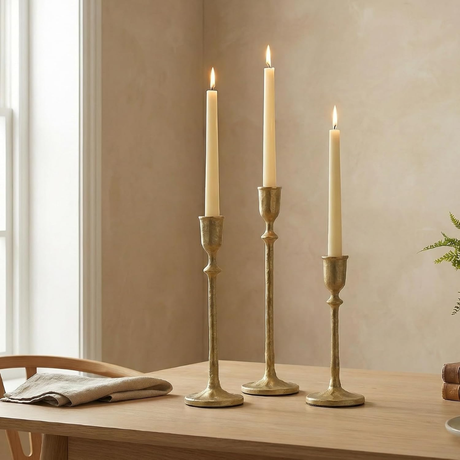 Aldridge Candlestick Set of 3, Antique Gold
