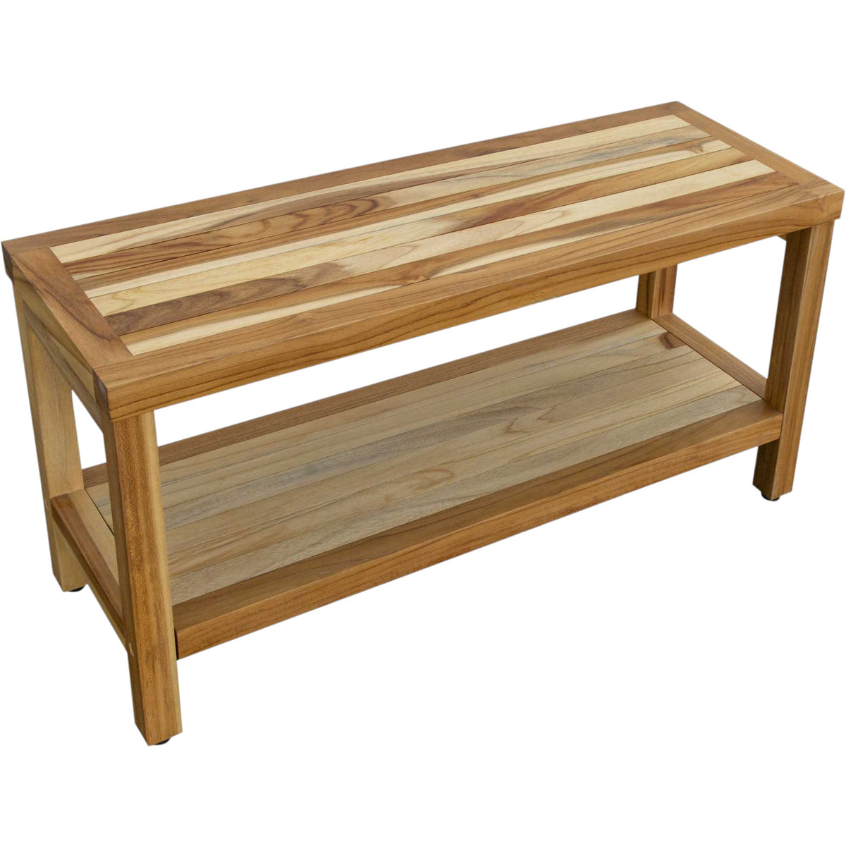 Classic 36" Solid Teak Shower Bench with Shelf