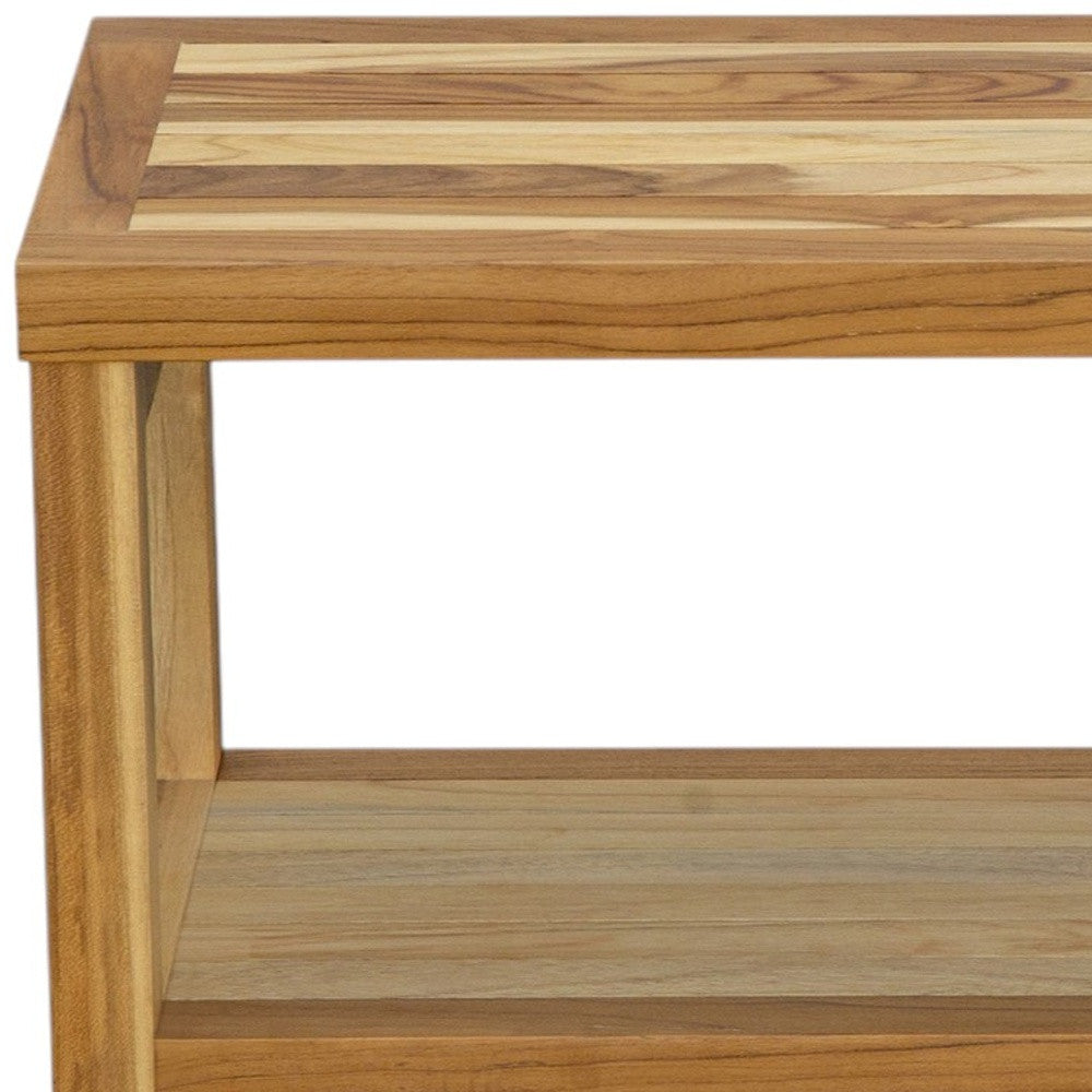 Classic 36" Solid Teak Shower Bench with Shelf