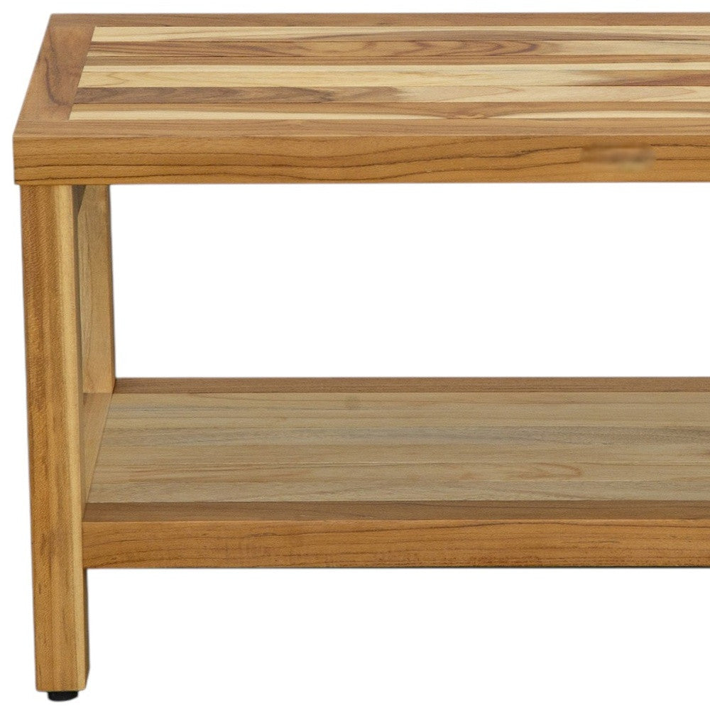 Classic 36" Solid Teak Shower Bench with Shelf