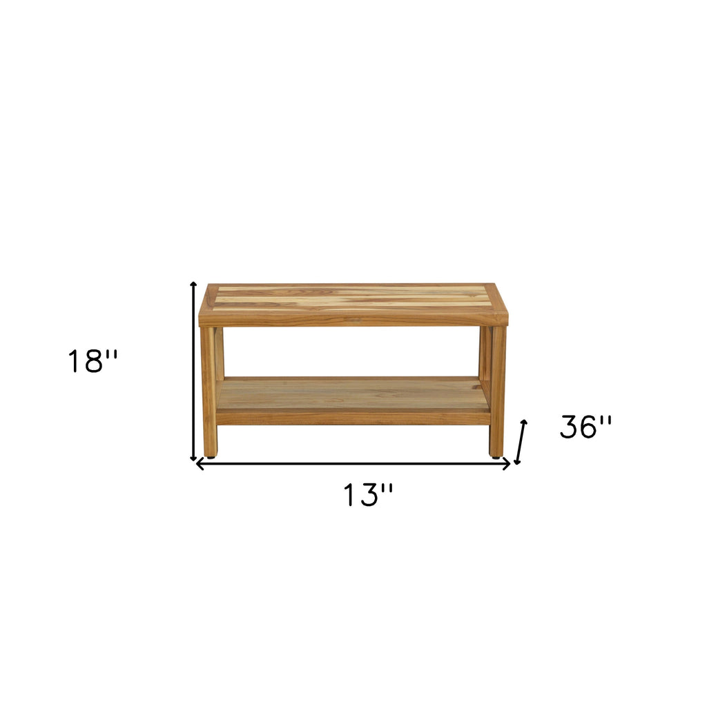 Classic 36" Solid Teak Shower Bench with Shelf