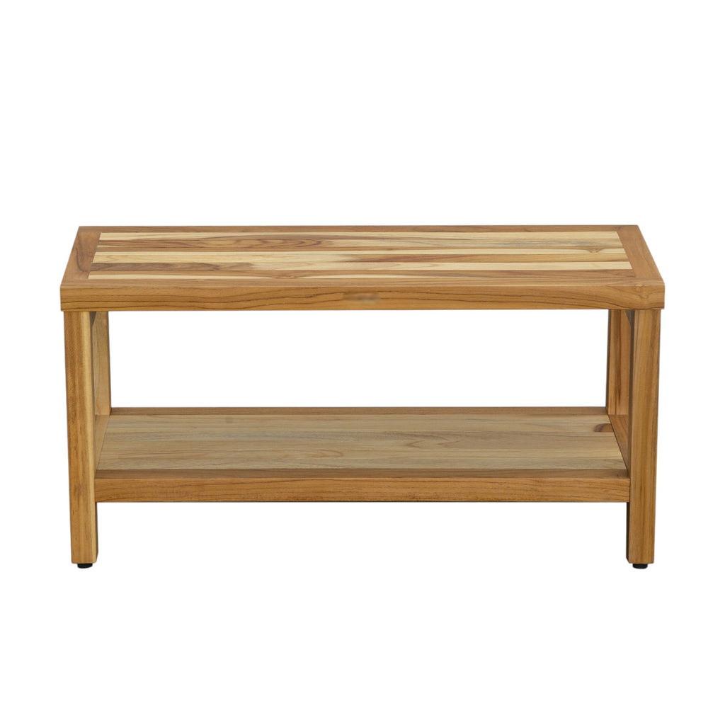 Classic 36" Solid Teak Shower Bench with Shelf