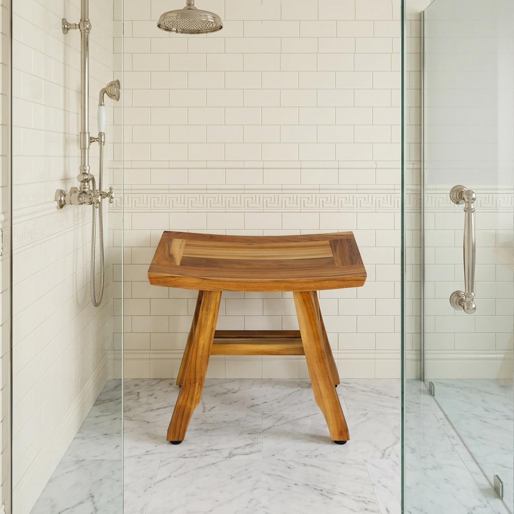 Curve 14" Teak Shower Stool