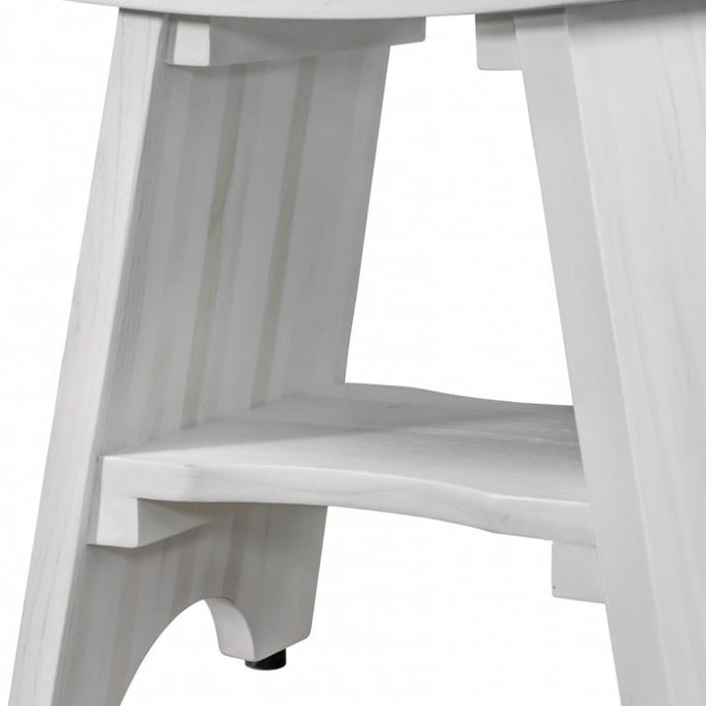 Curve Teak Shower Bench with Shelf, Driftwood