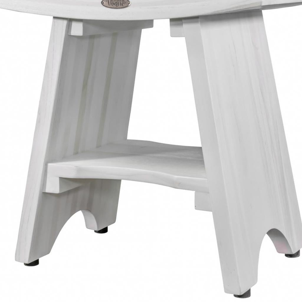 Curve Teak Shower Bench with Shelf, Driftwood