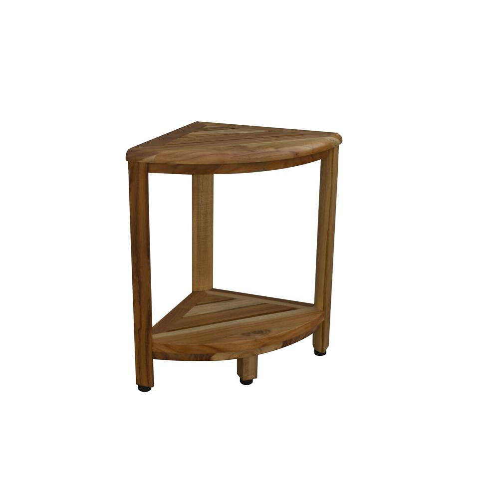 Corner Teak Shower Bench with Shelf
