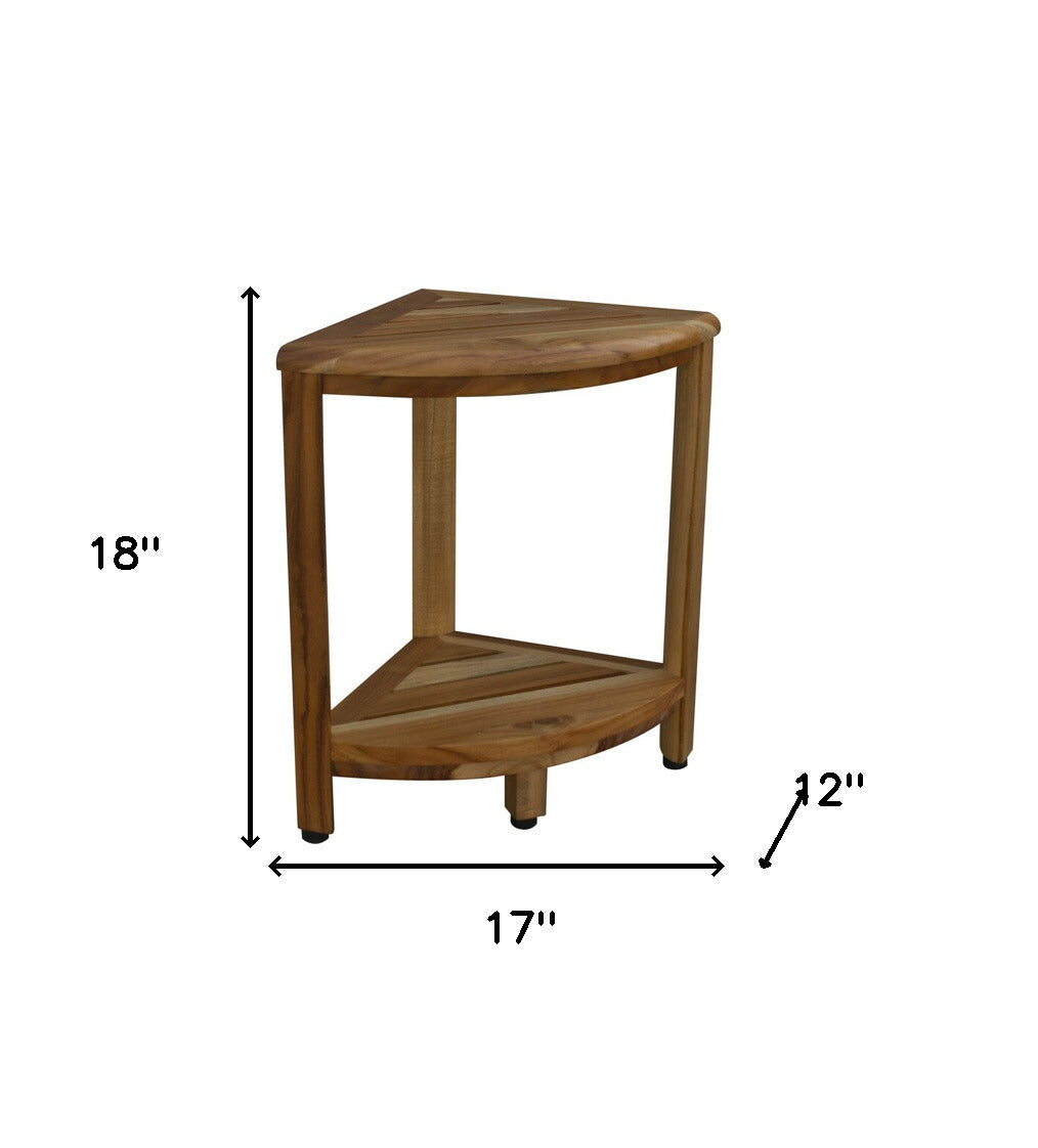 Corner Teak Shower Bench with Shelf