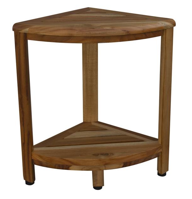 Corner Teak Shower Bench with Shelf