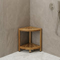 Corner Teak Shower Bench with Shelf