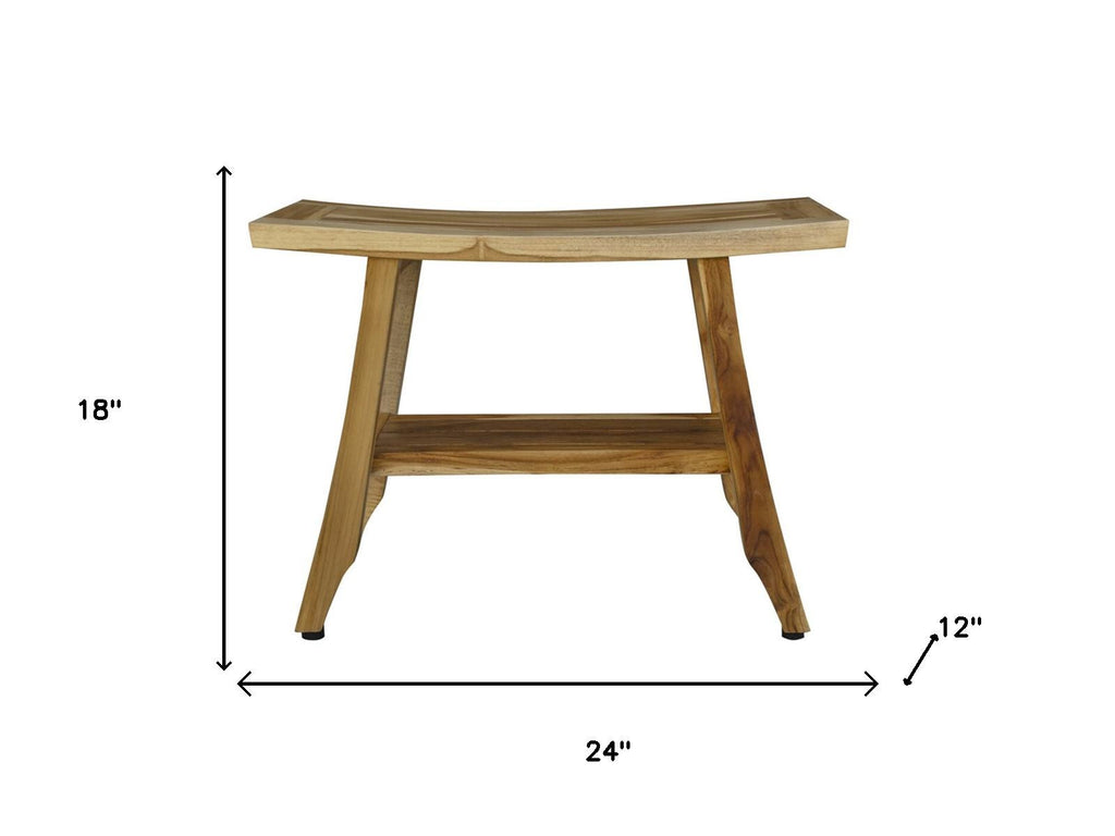 Classic 24" Teak Shower Bench with Shelf