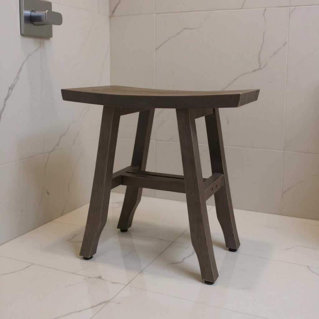 Classic 18" Teak Shower Bench, Antiqued Gray