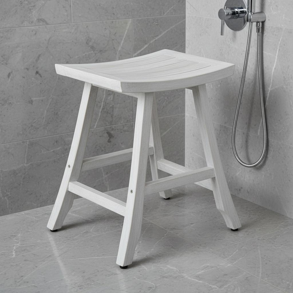 Coastal 24" White Teak Shower Bench