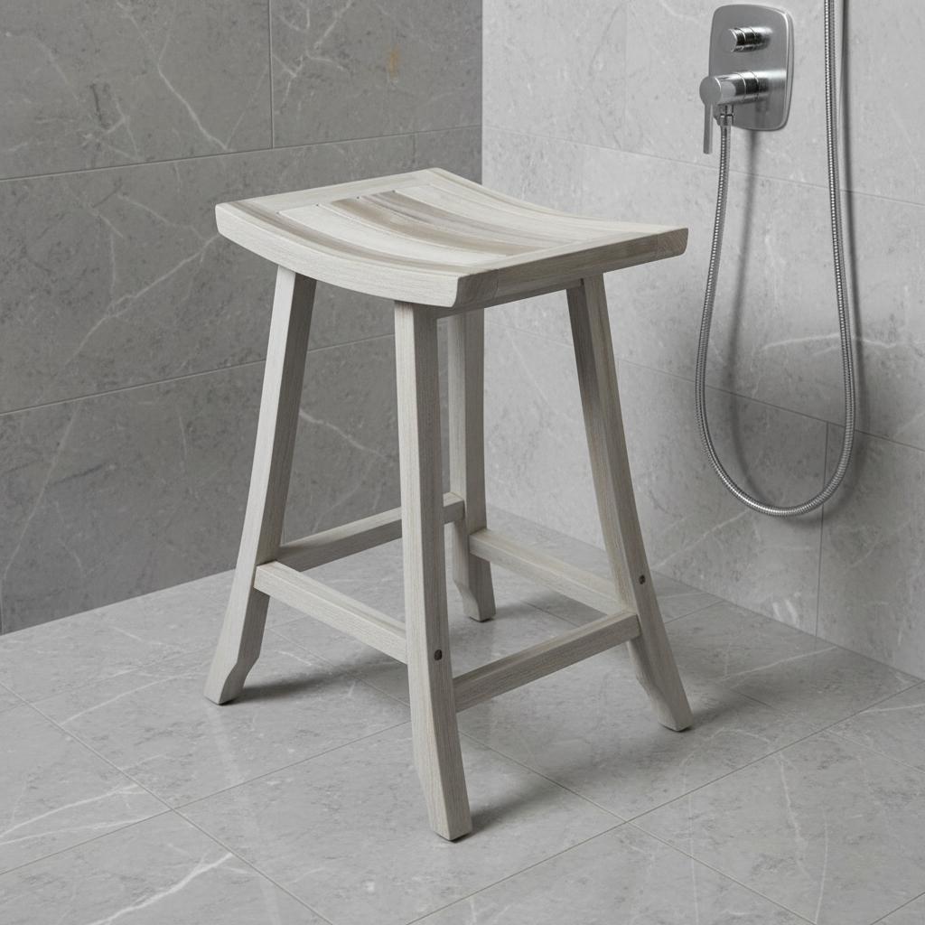 Coastal 30" Light Gray Teak Shower Bench