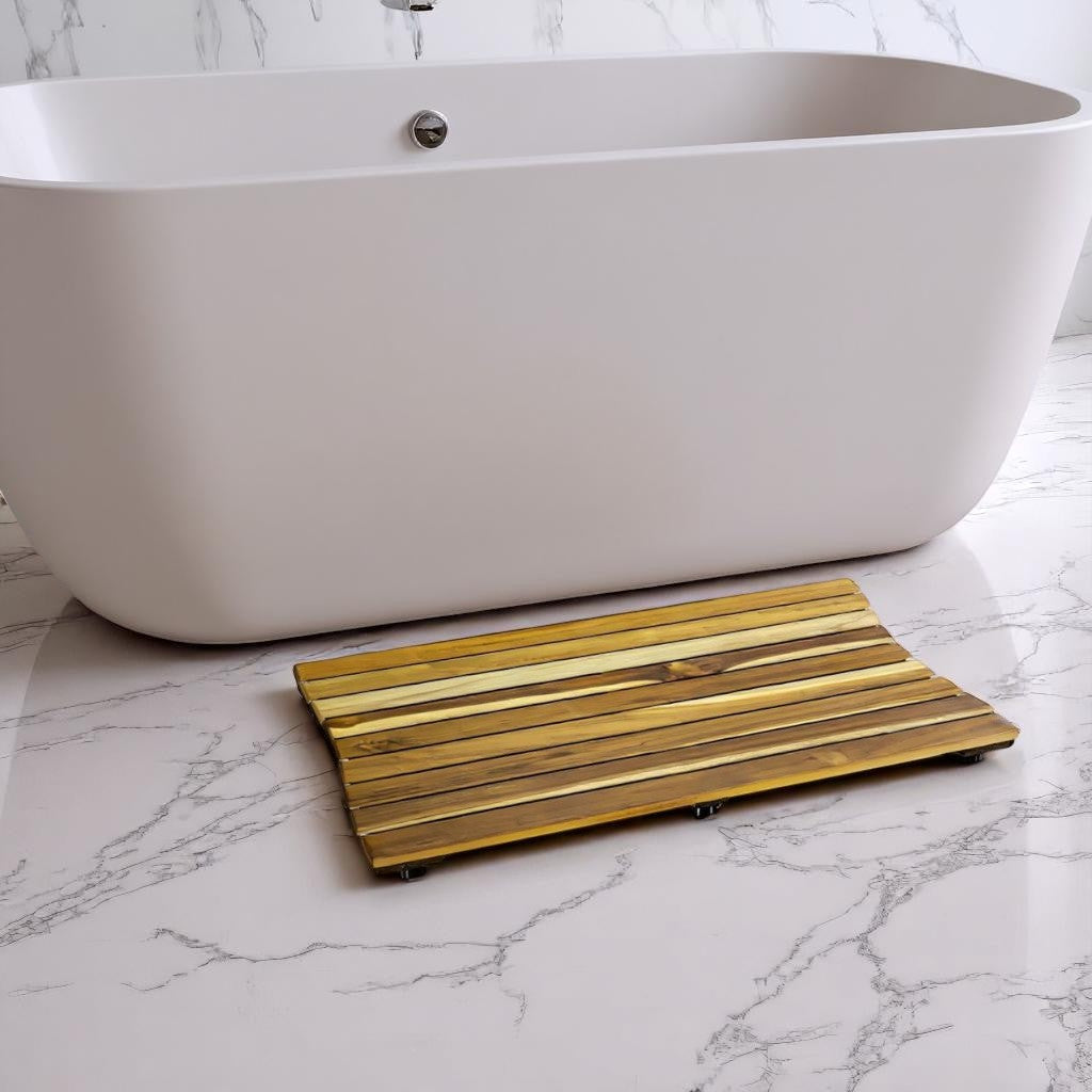 Teak Slat 31" Non-Slip Bath Mat