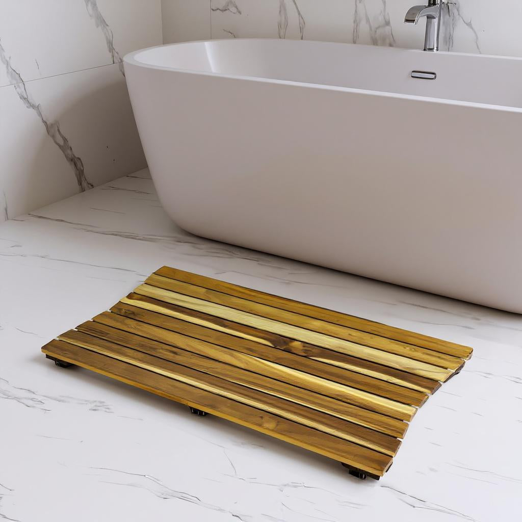 Teak Slat 40" Non-Slip Bath Mat