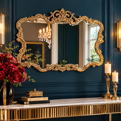 Baroque 27" Scroll Mirror, Gold