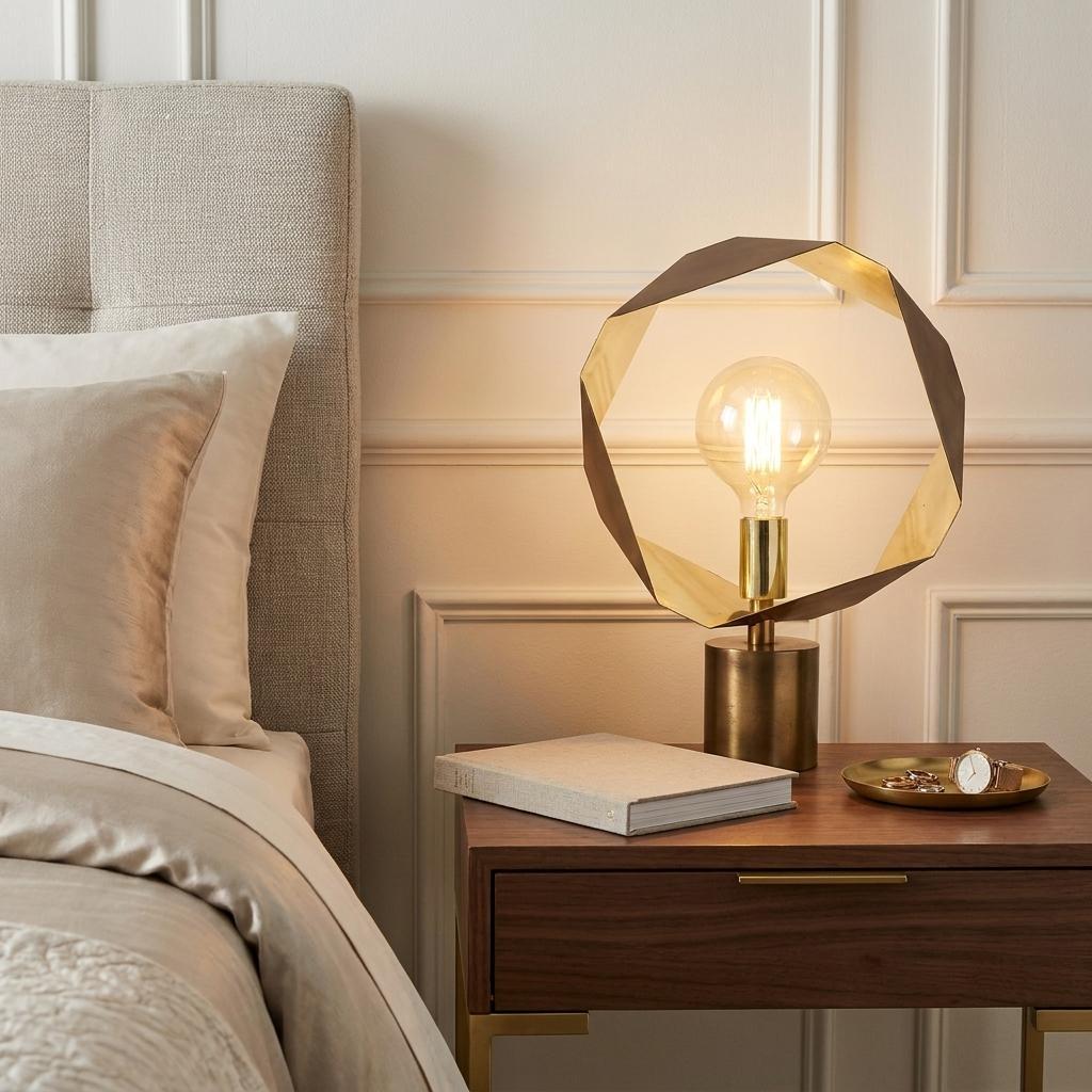 Halo Geometric Table Lamp, Gold