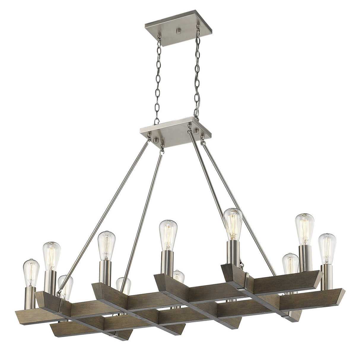 Linea 12-Light Island Chandelier, Silver