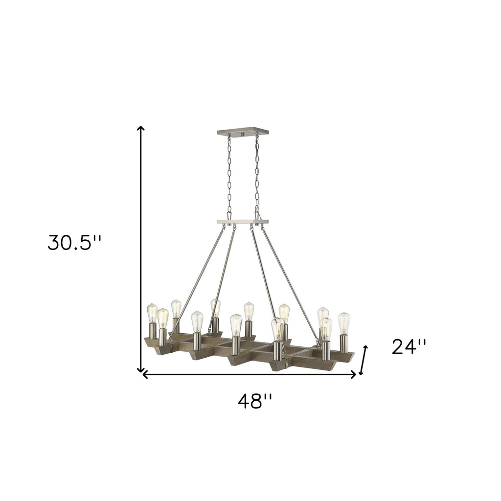 Linea 12-Light Island Chandelier, Silver