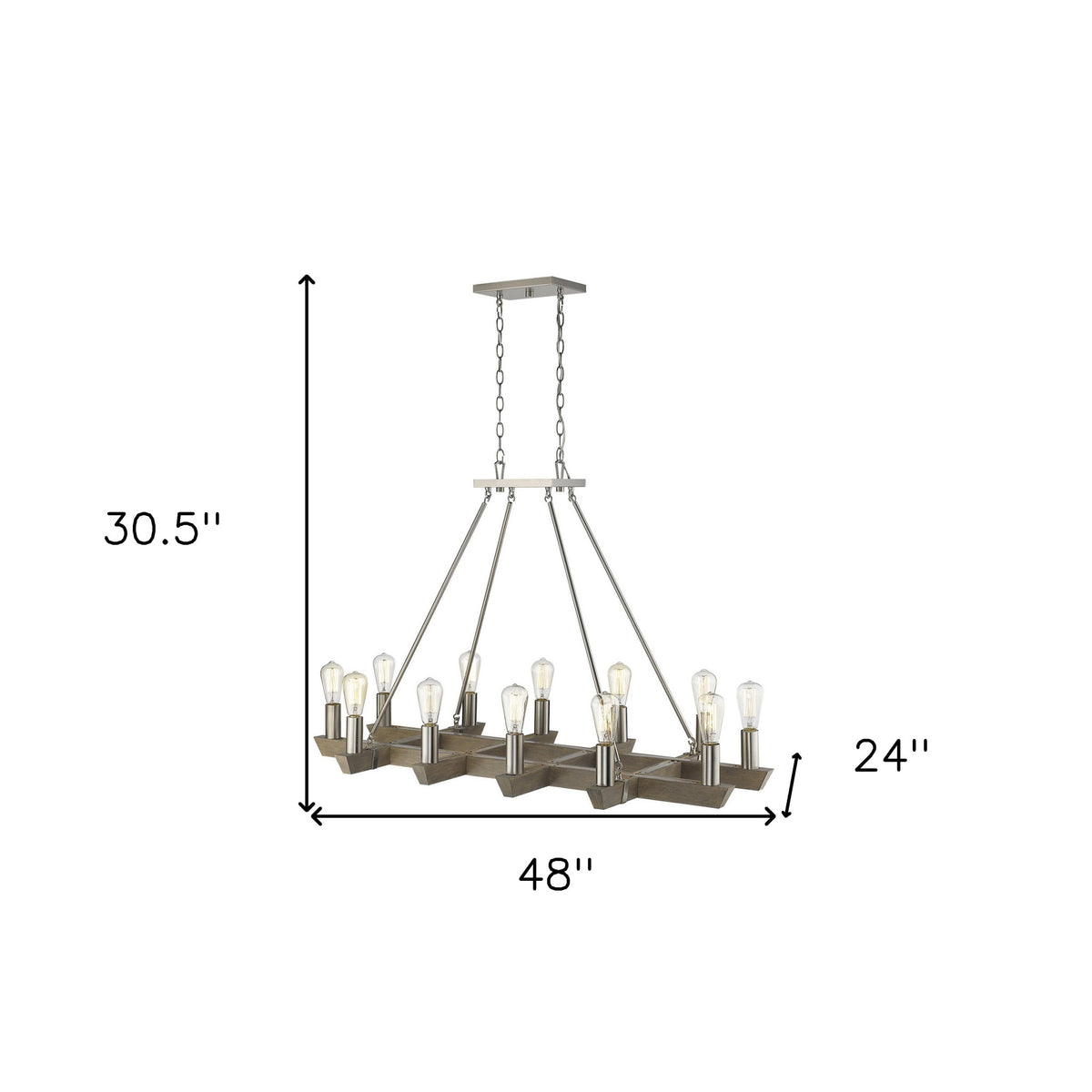 Linea 12-Light Island Chandelier, Silver