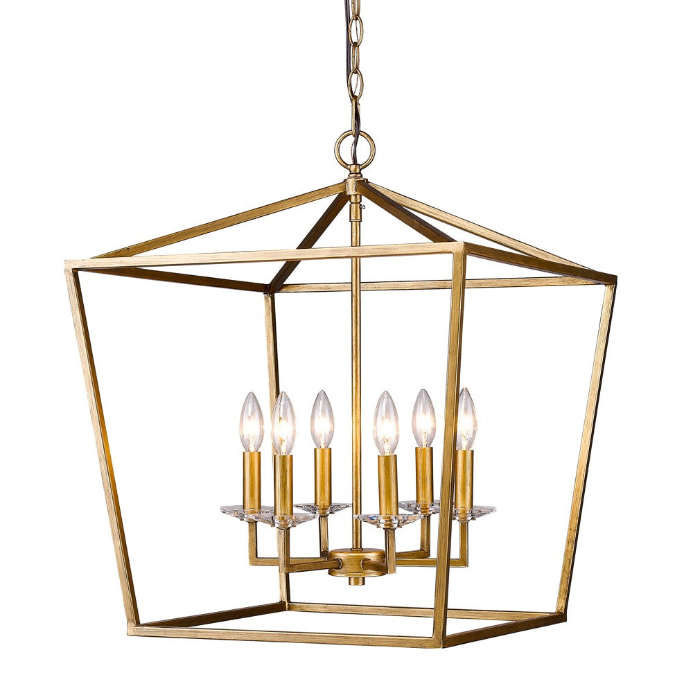 Kennedy 6-Light Foyer Pendant, Antique Gold & Crystal