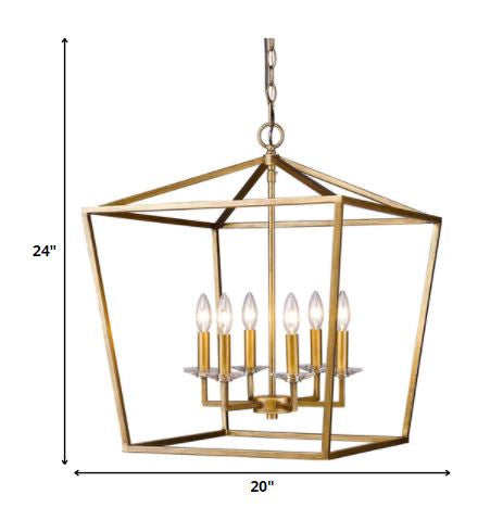 Kennedy 6-Light Foyer Pendant, Antique Gold & Crystal