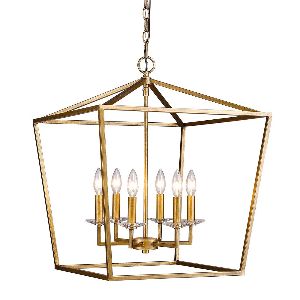 Kennedy 6-Light Foyer Pendant, Antique Gold & Crystal