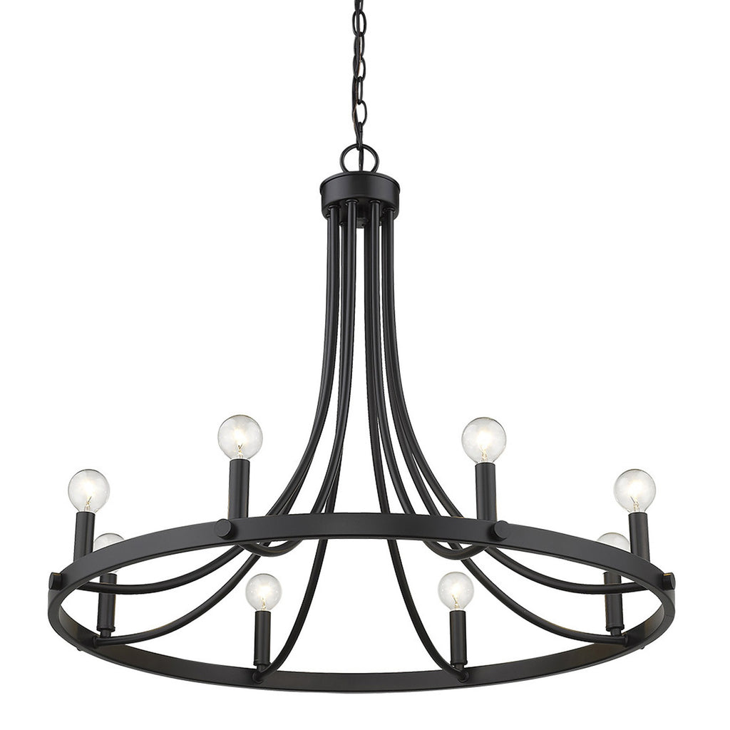 Ashford 8-Light Candle Chandelier, Matte Black