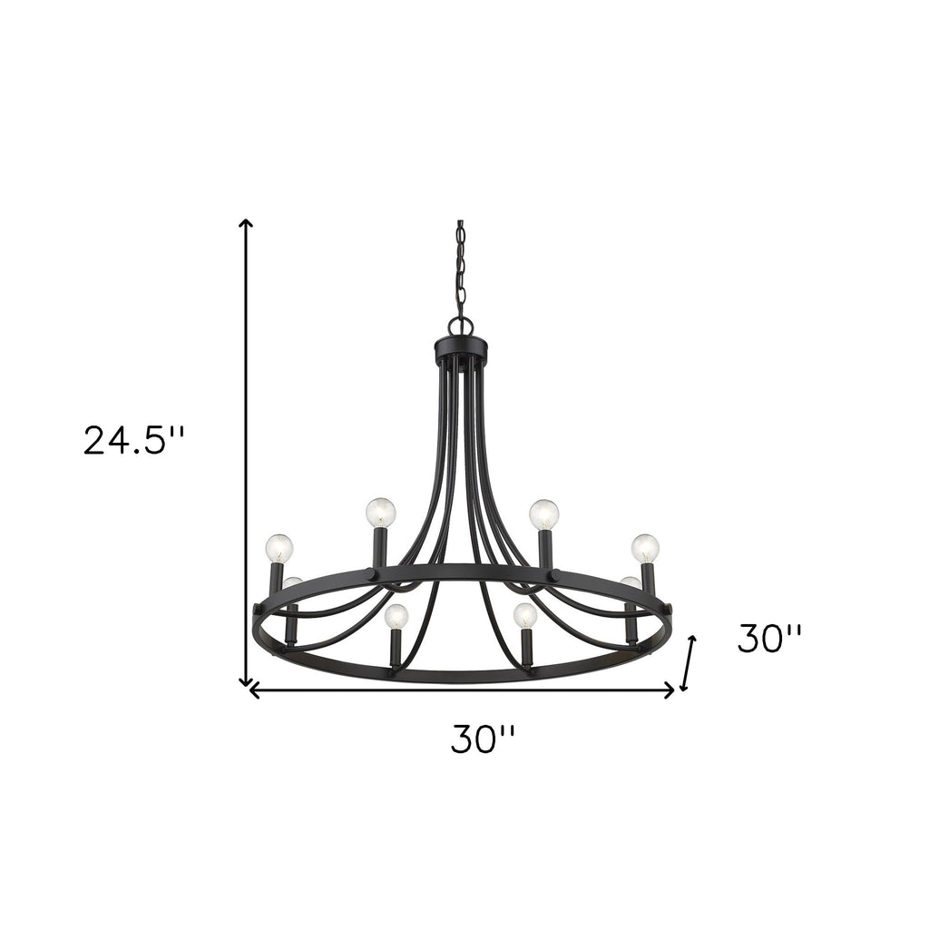 Ashford 8-Light Candle Chandelier, Matte Black