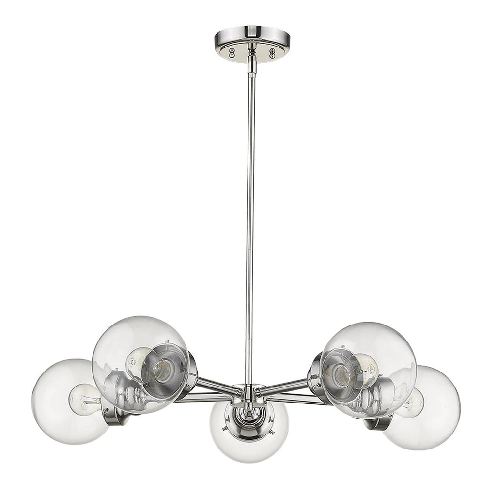 Nova 5-Light Glass Globe Chandelier, Silver