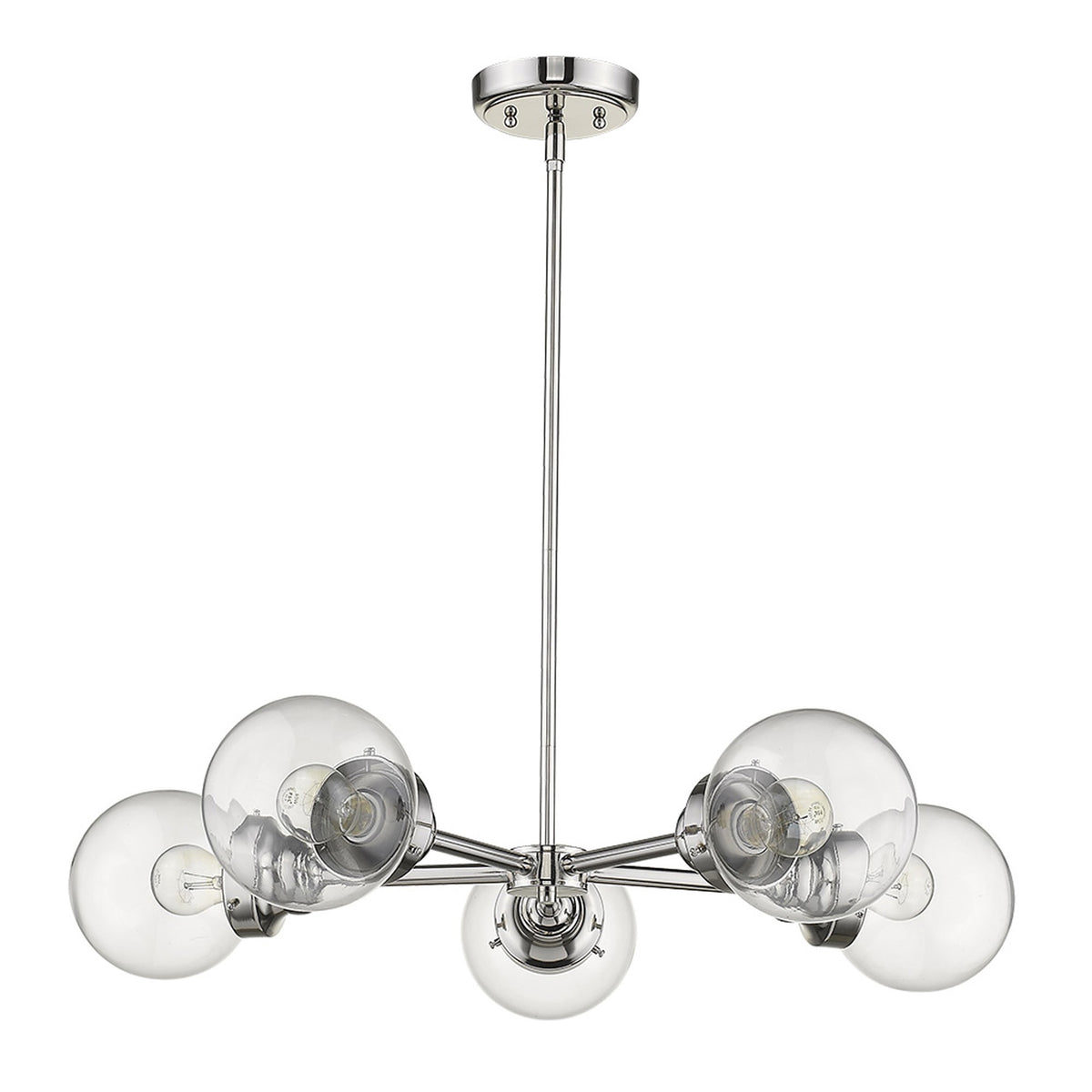 Nova 5-Light Glass Globe Chandelier, Silver