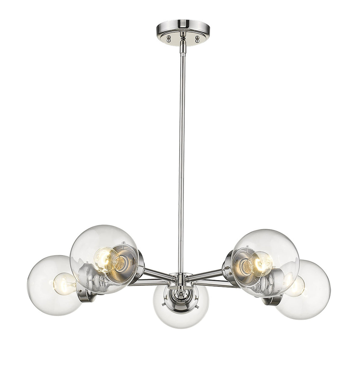 Nova 5-Light Glass Globe Chandelier, Silver