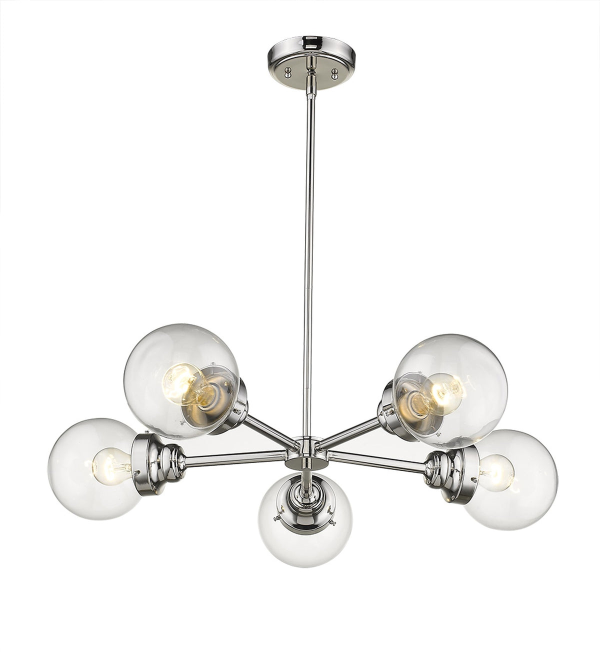 Nova 5-Light Glass Globe Chandelier, Silver